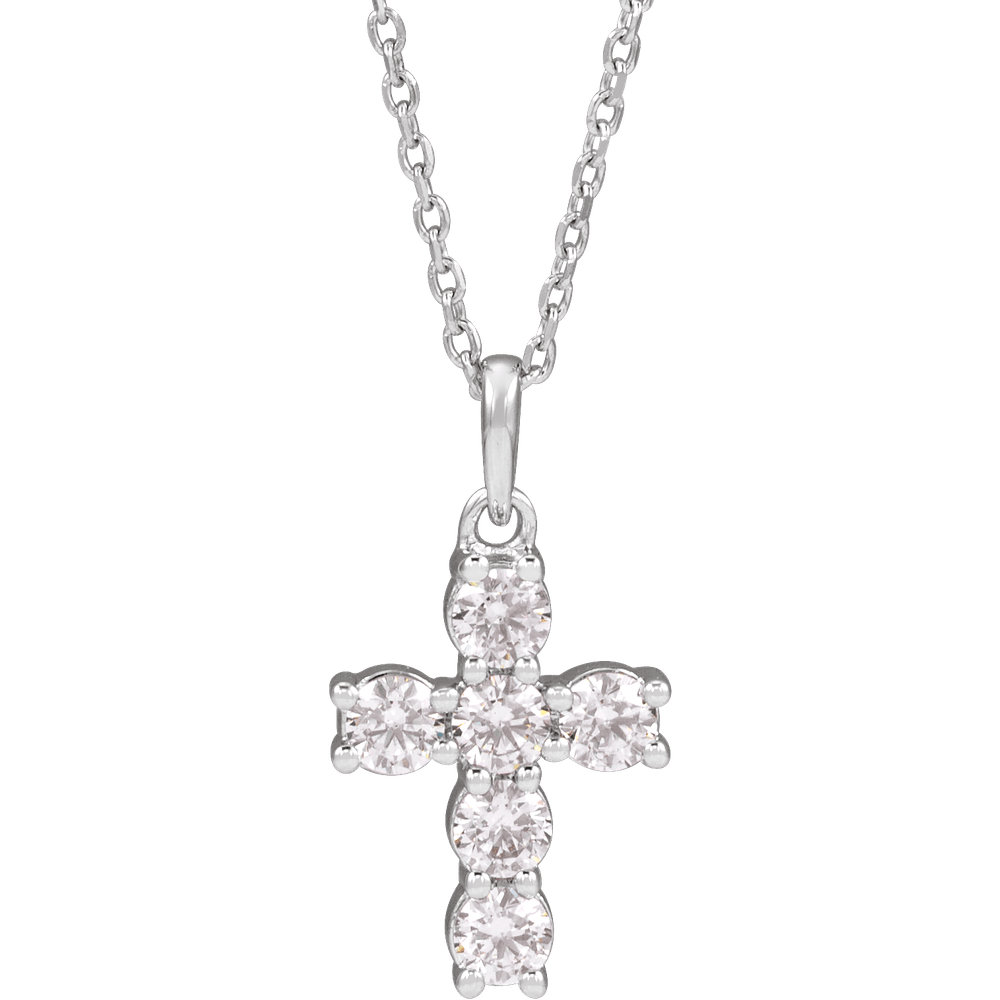 Helena Diamond Cross Necklace - 14K White Gold