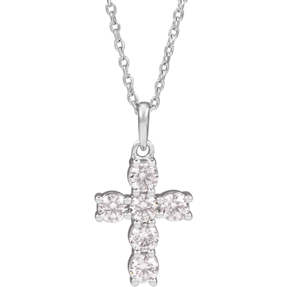 Helena Diamond Cross Necklace - 14K White Gold