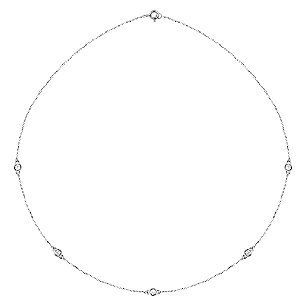 Esme Diamond Station Necklace - 14K White Gold