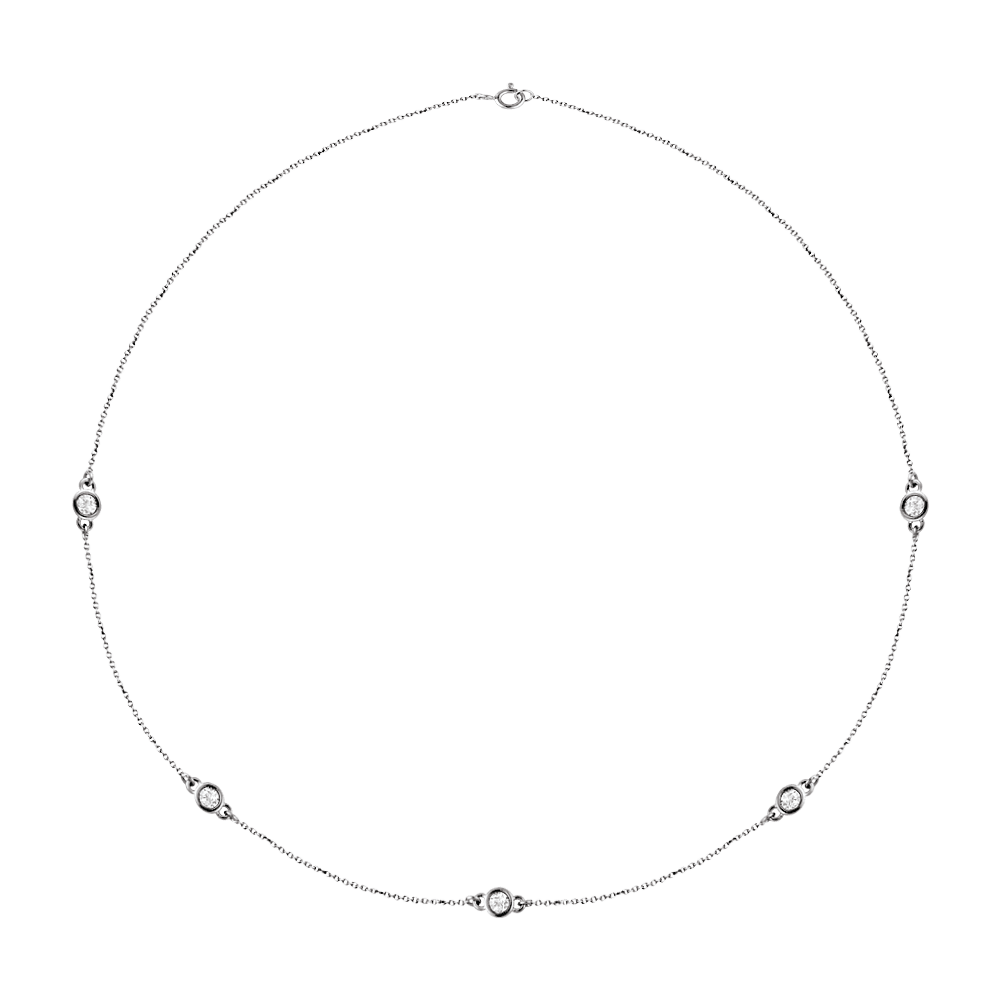 Esme Diamond Station Necklace - 14K White Gold