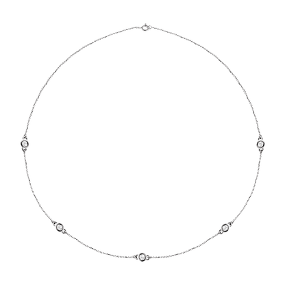 Esme Diamond Station Necklace - 14K White Gold