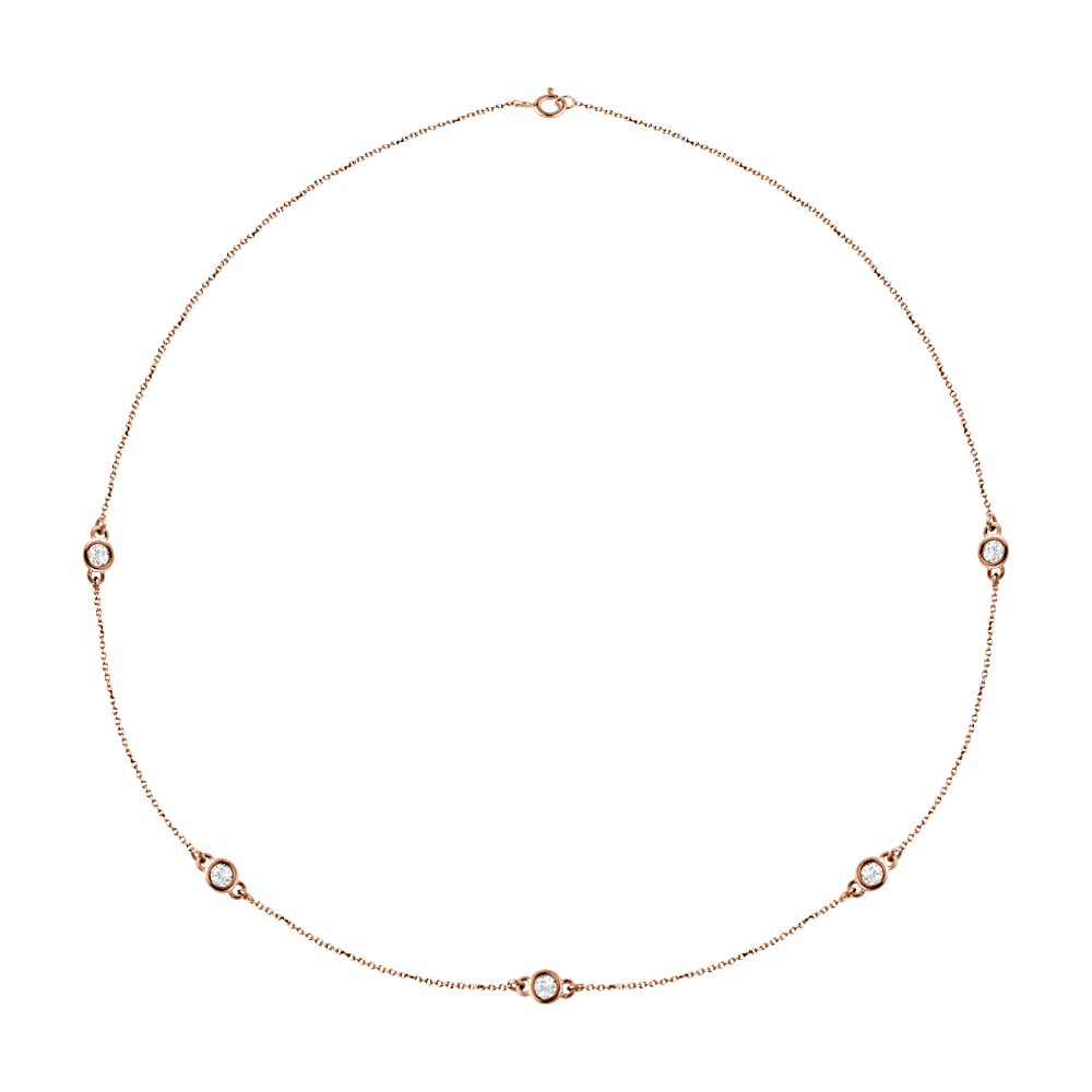 Esme Diamond Station Necklace - 14K Rose Gold
