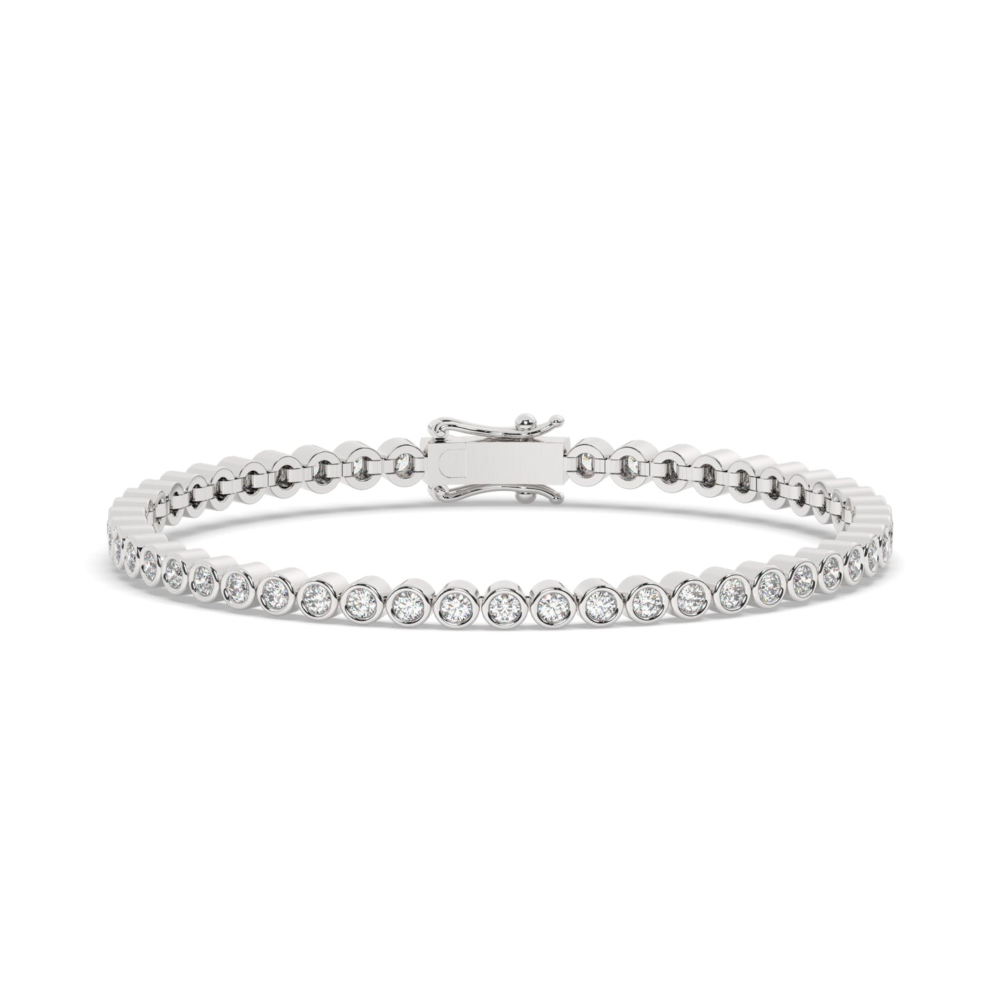 Round Bezel Diamond Tennis Bracelet
