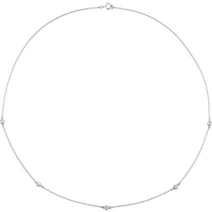 Esme Diamond Station Necklace - 14K White Gold