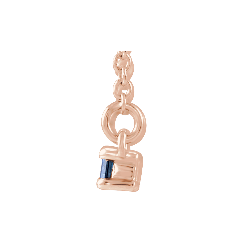 Gemma Gemstone & Diamond Bar Necklace - Lab Blue Sapphire - 14K Rose Gold