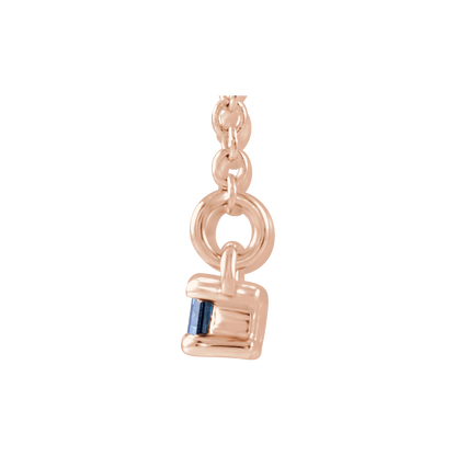 Gemma Gemstone & Diamond Bar Necklace - Lab Blue Sapphire - 14K Rose Gold