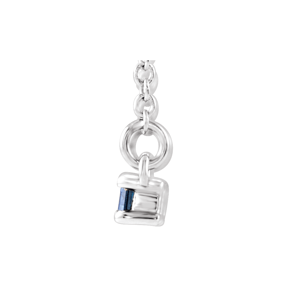 Gemma Gemstone & Diamond Bar Necklace - Lab Blue Sapphire - 14K White Gold