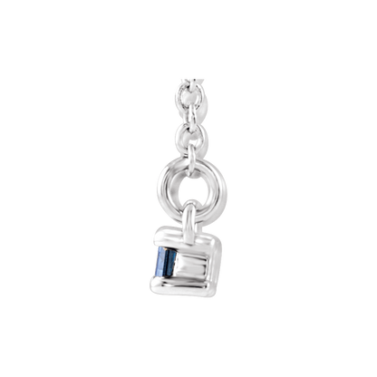 Gemma Gemstone & Diamond Bar Necklace - Lab Blue Sapphire - 14K White Gold