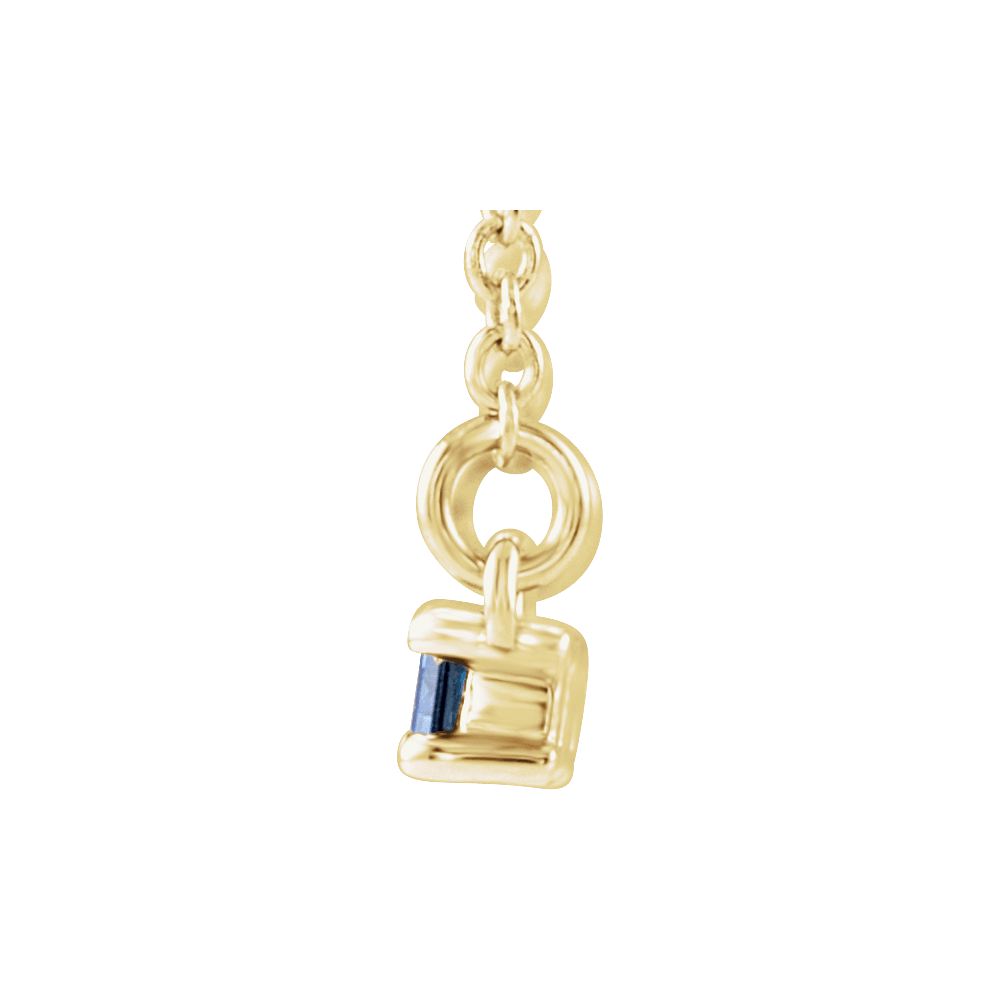 Gemma Gemstone & Diamond Bar Necklace - Lab Blue Sapphire - 14K Yellow Gold