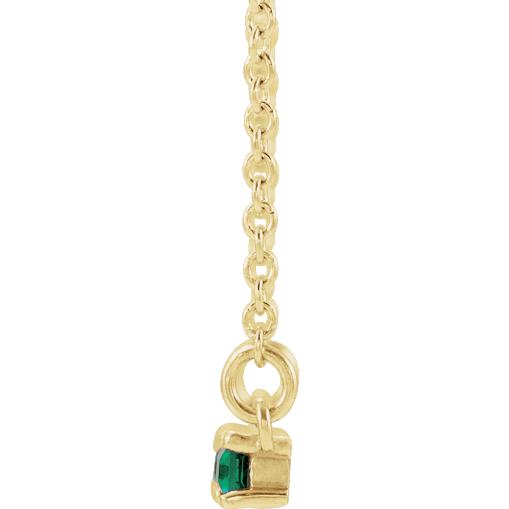 Gemma Gemstone & Diamond Bar Necklace - Lab Emerald - 14K Yellow Gold