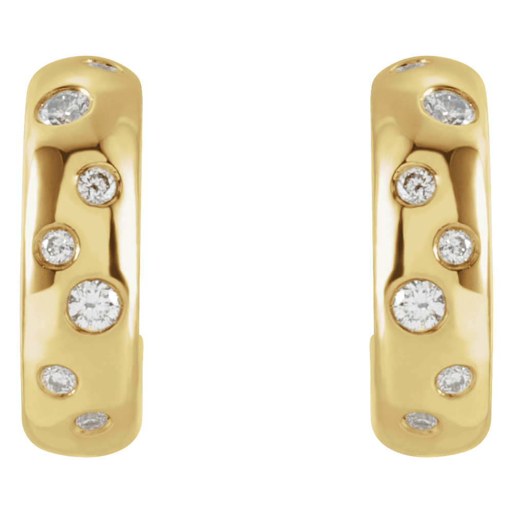 Morris Diamond Hoop Huggies - 14K Yellow Gold