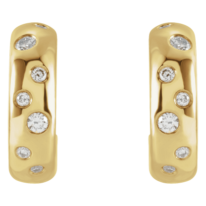 Morris Diamond Hoop Huggies - 14K Yellow Gold