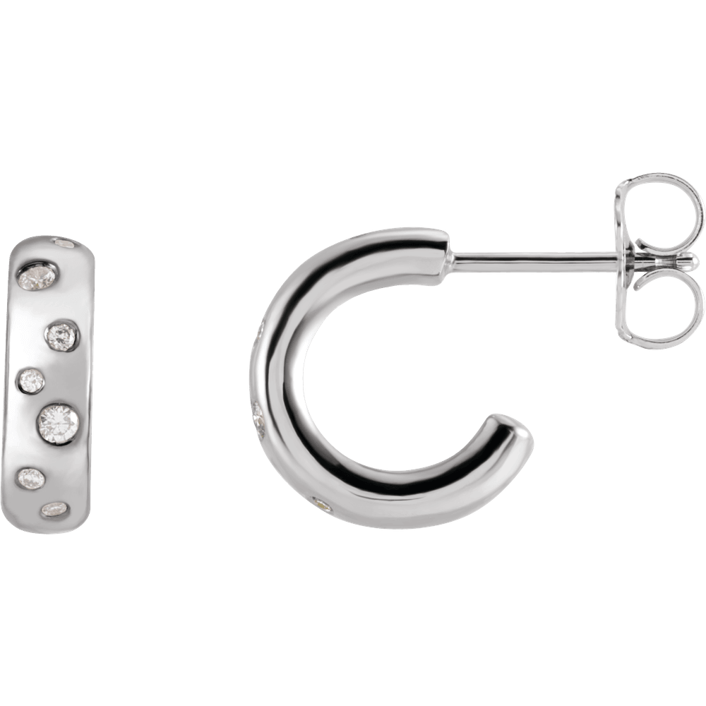 Morris Diamond Hoop Huggies - 14K White Gold