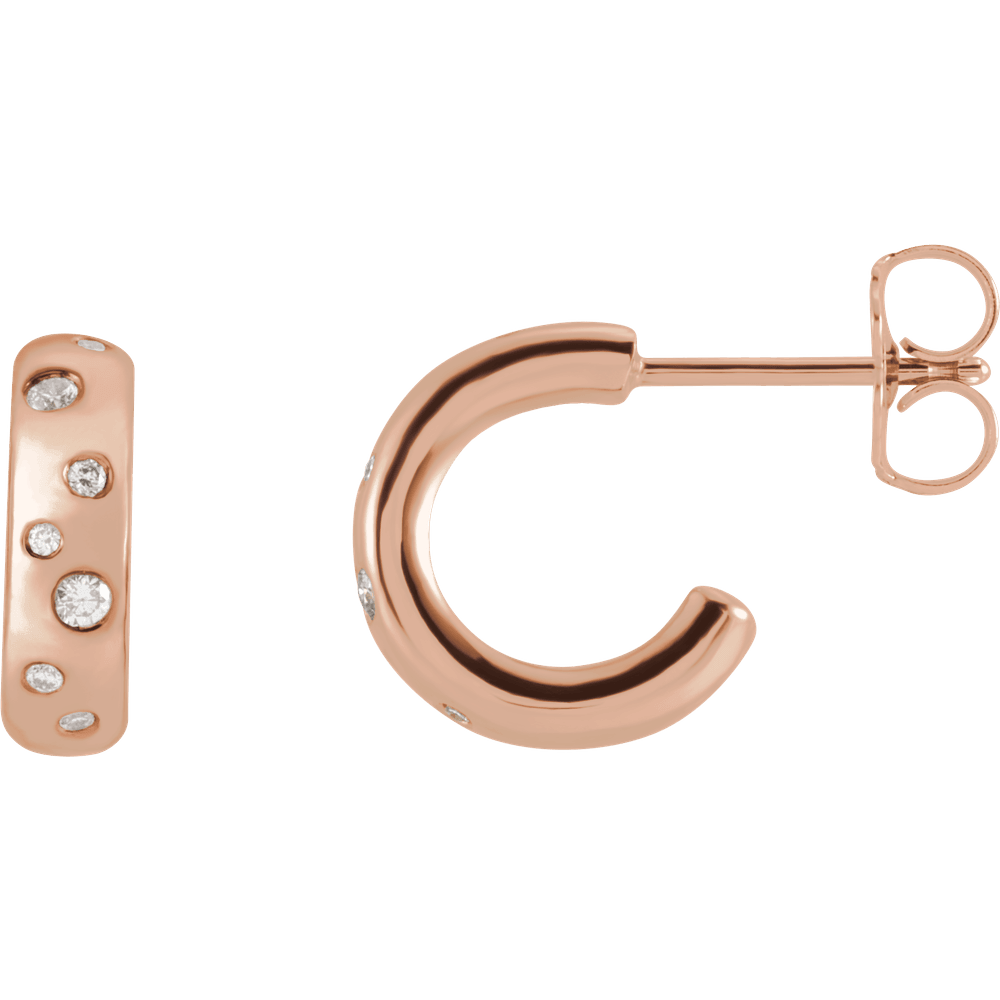 Morris Diamond Hoop Huggies - 14K Rose Gold