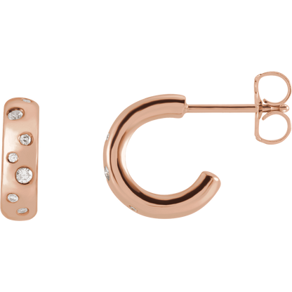 Morris Diamond Hoop Huggies - 14K Rose Gold