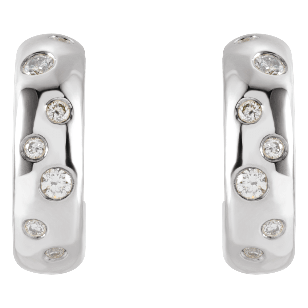 Morris Diamond Hoop Huggies - 14K White Gold
