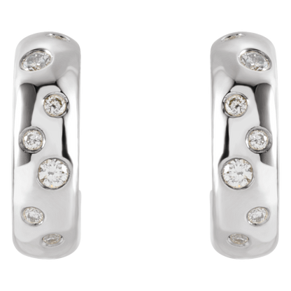Morris Diamond Hoop Huggies - 14K White Gold