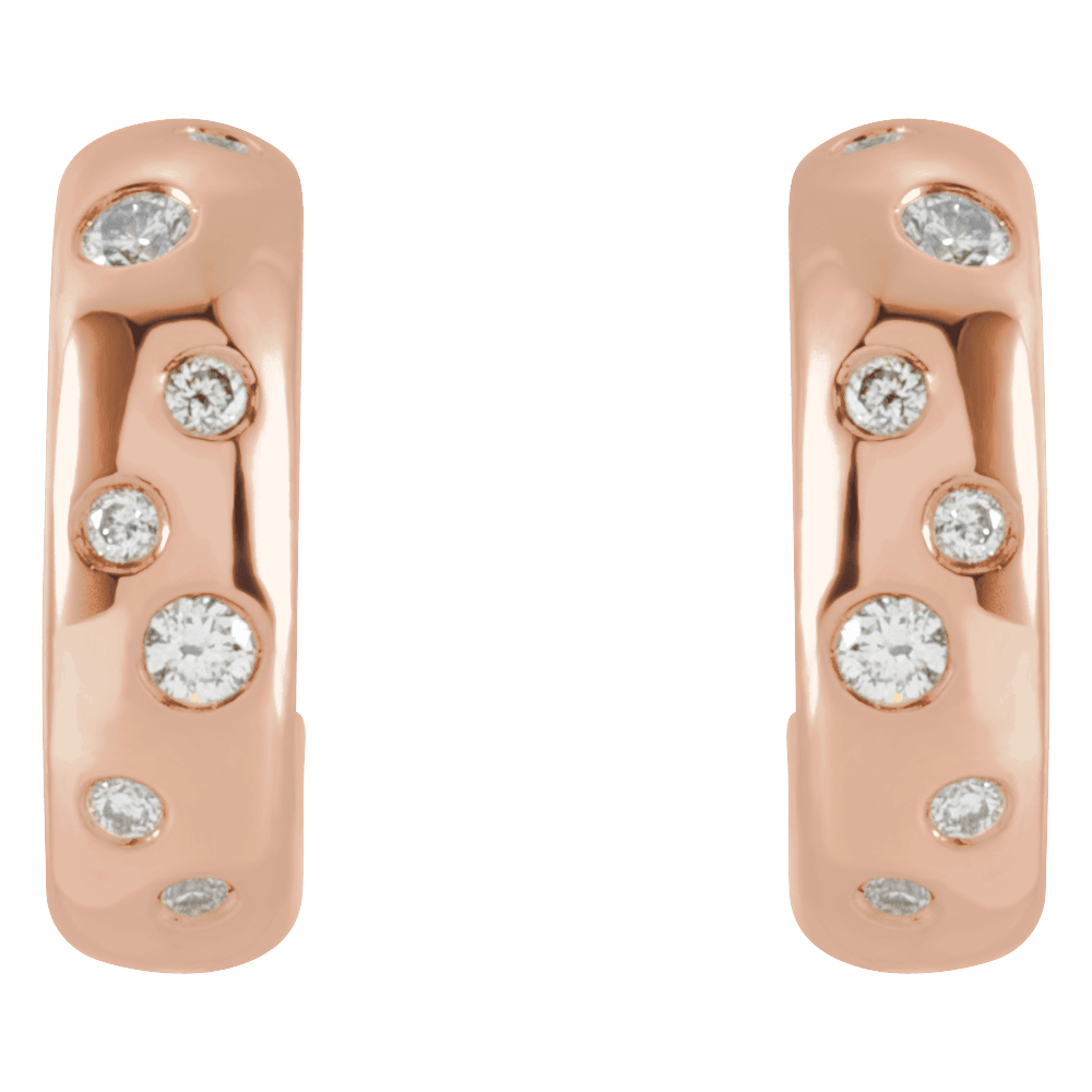 Morris Diamond Hoop Huggies - 14K Rose Gold