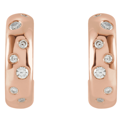 Morris Diamond Hoop Huggies - 14K Rose Gold