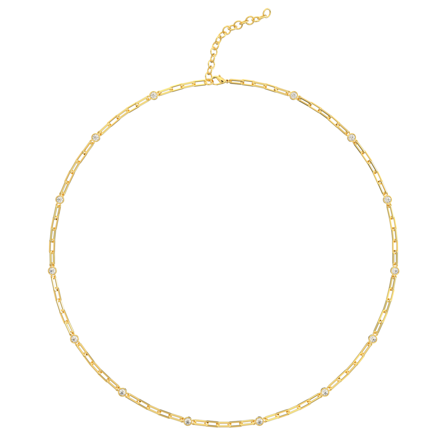 Diamond Station Paperclip Necklace