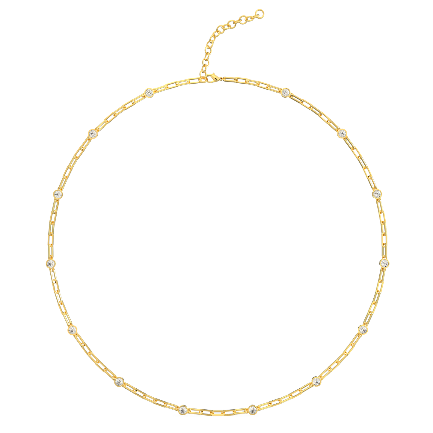 Diamond Station Paperclip Necklace