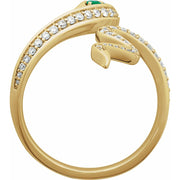 Diamond & Emerald Snake Ring