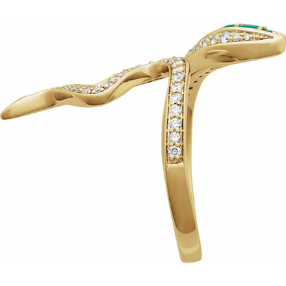 Diamond & Emerald Snake Ring