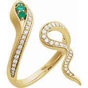 Diamond & Emerald Snake Ring