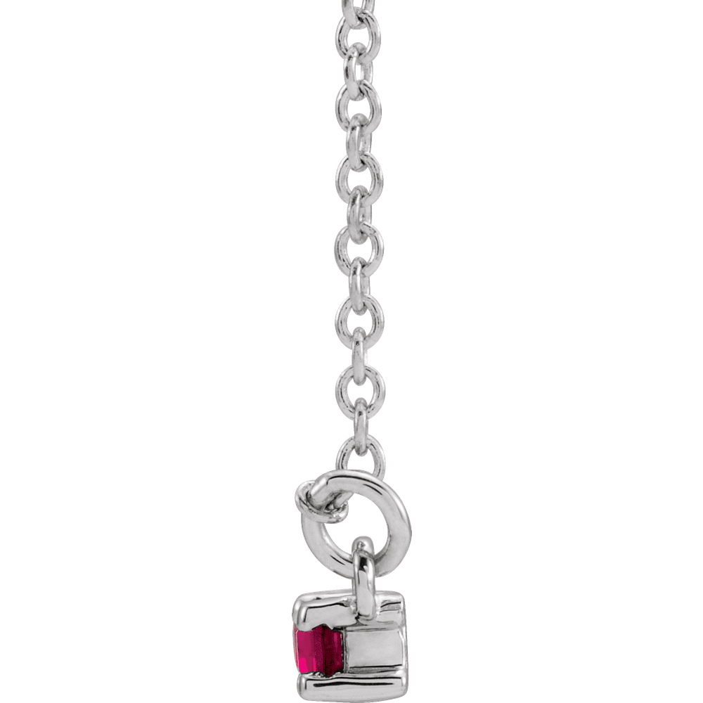 Gemma Gemstone & Diamond Bar Necklace - Lab Ruby - 14K White Gold