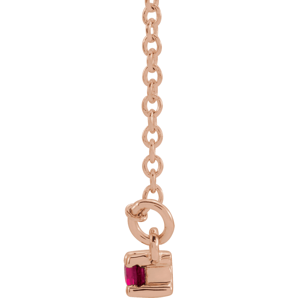 Gemma Gemstone & Diamond Bar Necklace - Lab Ruby - 14K Rose Gold