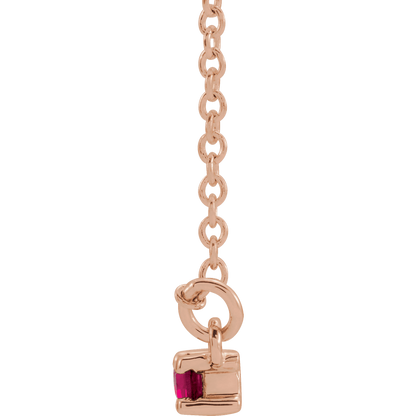 Gemma Gemstone & Diamond Bar Necklace - Lab Ruby - 14K Rose Gold