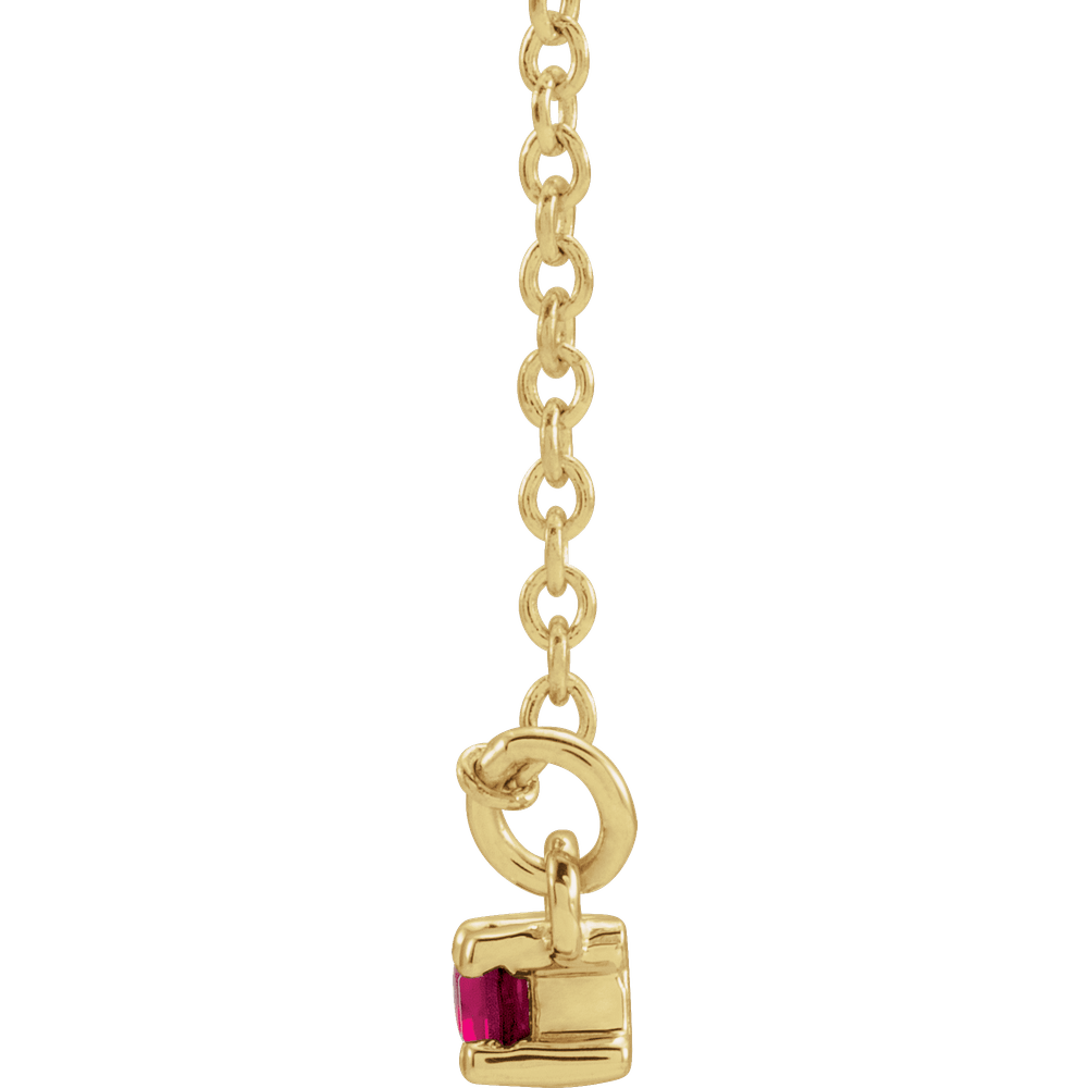 Gemma Gemstone & Diamond Bar Necklace - Lab Ruby - 14K Yellow Gold