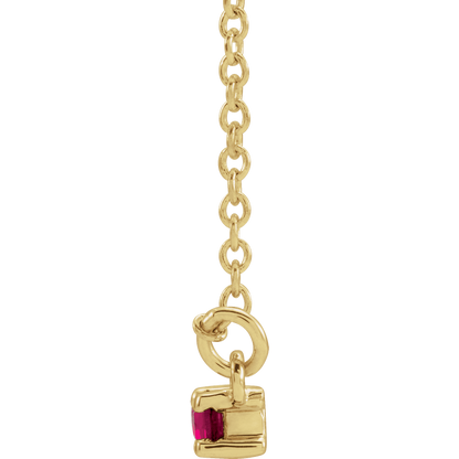 Gemma Gemstone & Diamond Bar Necklace - Lab Ruby - 14K Yellow Gold