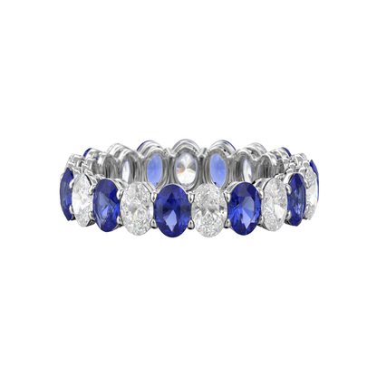 Alternating Diamond and Gemstone Oval Band