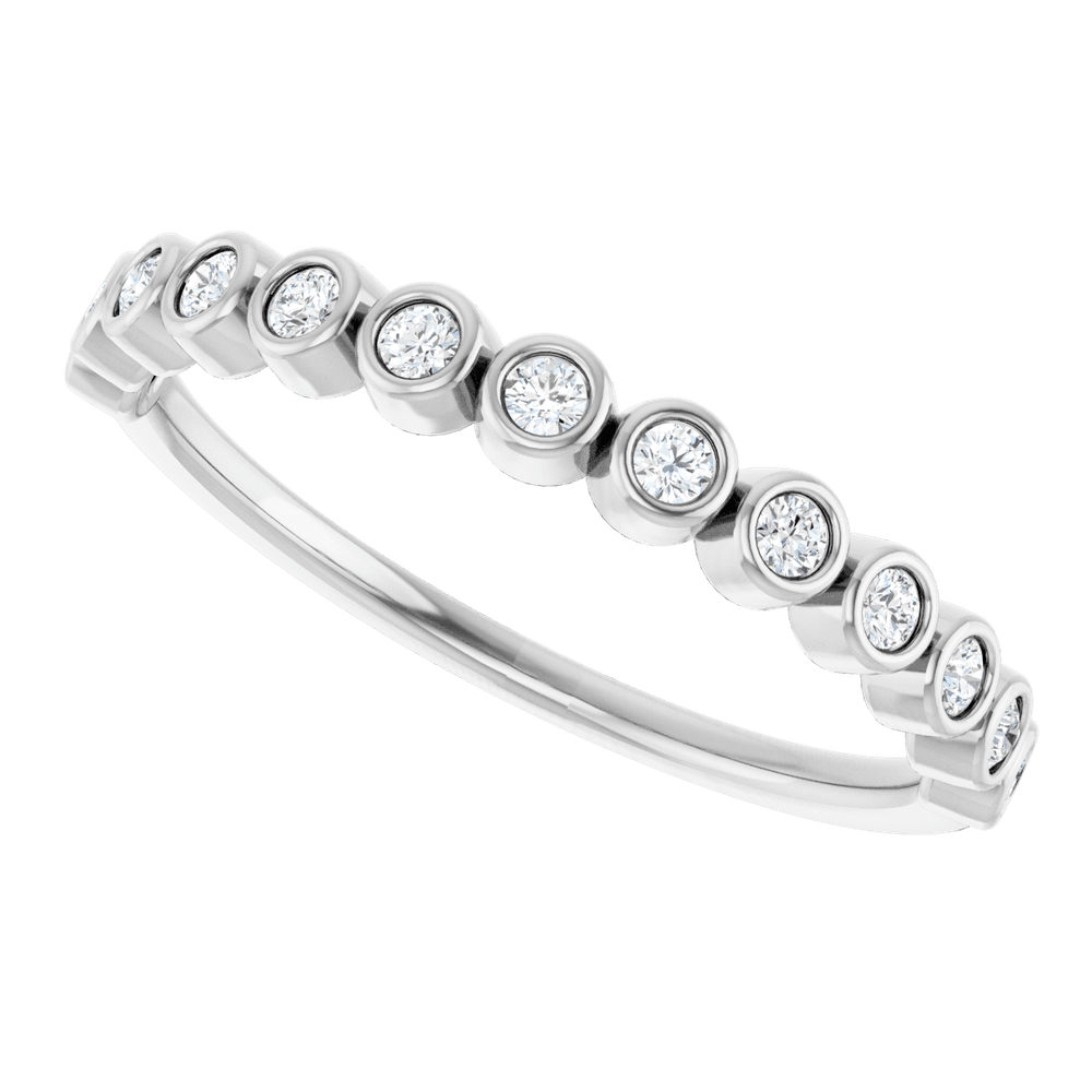 Micro Bezel Rounds Band - 14K White Gold