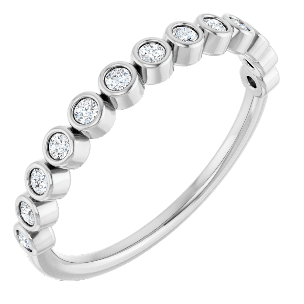 Micro Bezel Rounds Band - 14K White Gold