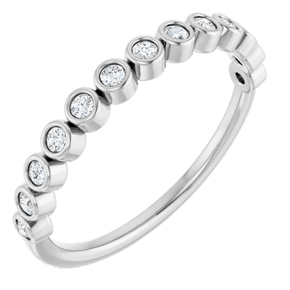 Micro Bezel Rounds Band - 14K White Gold