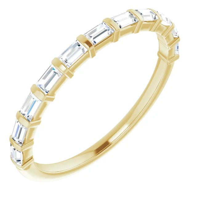 Halfway diamond baguette band