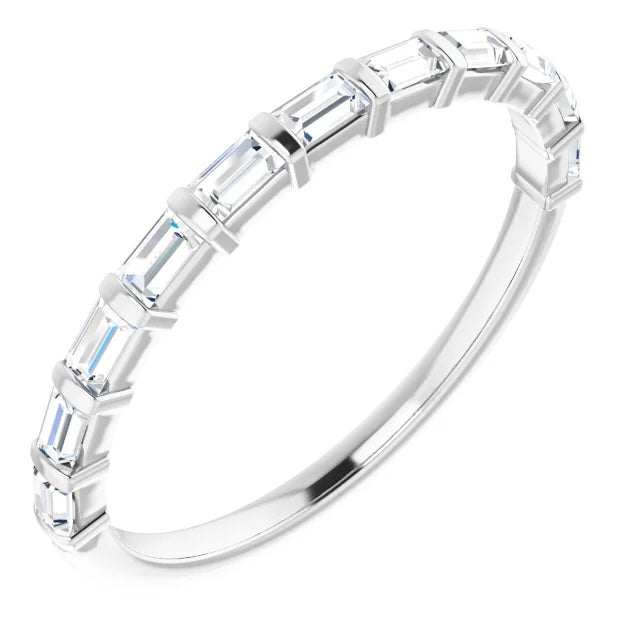 Halfway diamond baguette band