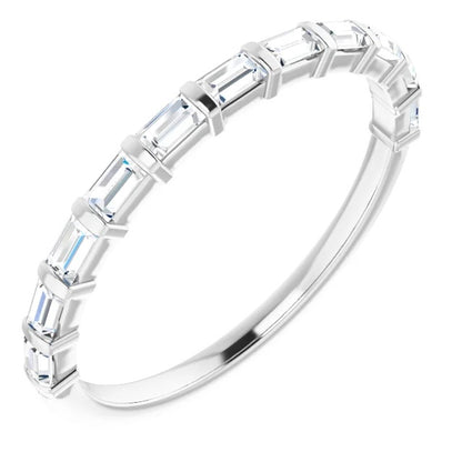 Halfway diamond baguette band