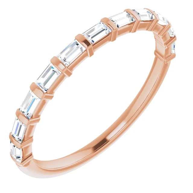 Halfway diamond baguette band