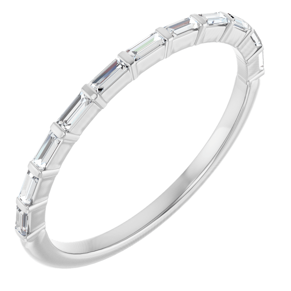 Merritt Baguette Diamond Band - 2.5 x 1 mm - 14K White Gold / Platinum