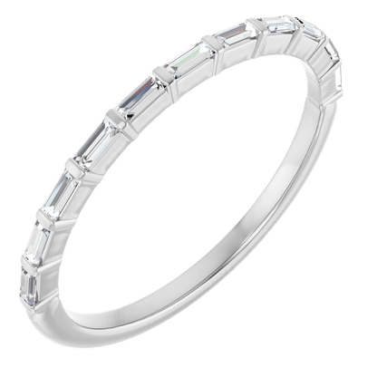 Merritt Baguette Diamond Band - 2.5 x 1 mm - 14K White Gold / Platinum