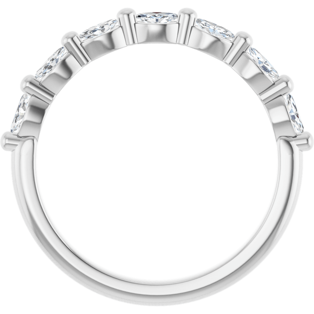 Marquise Diamond Halfway Band - 1/3 CTW (3.5 x 1.75 mm) - 14K White Gold / Platinum