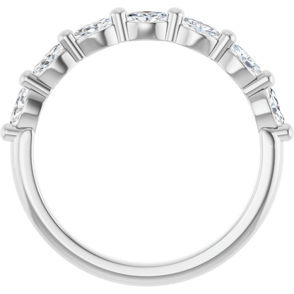 Marquise Diamond Halfway Band - 1/3 CTW (3.5 x 1.75 mm) - 14K White Gold / Platinum