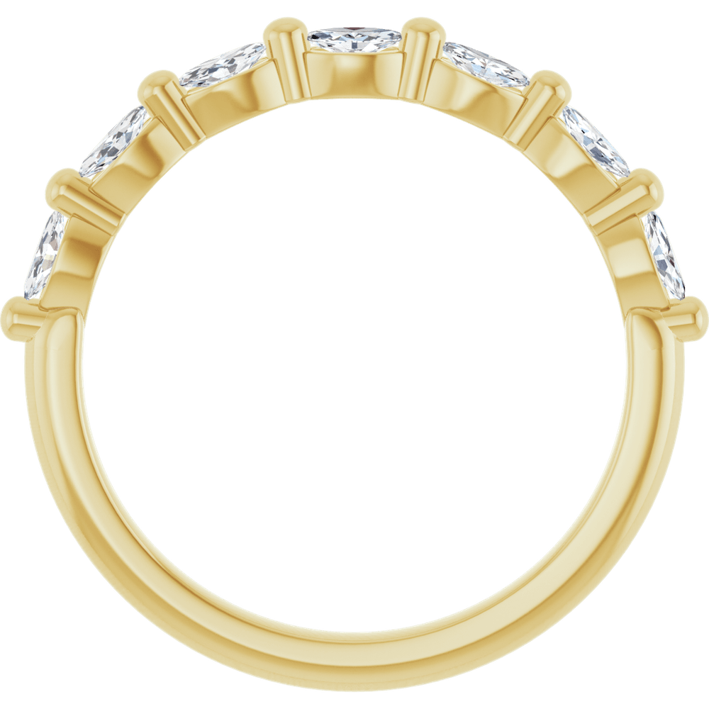 Marquise Diamond Halfway Band - 1/3 CTW (3.5 x 1.75 mm) - 14K Yellow Gold