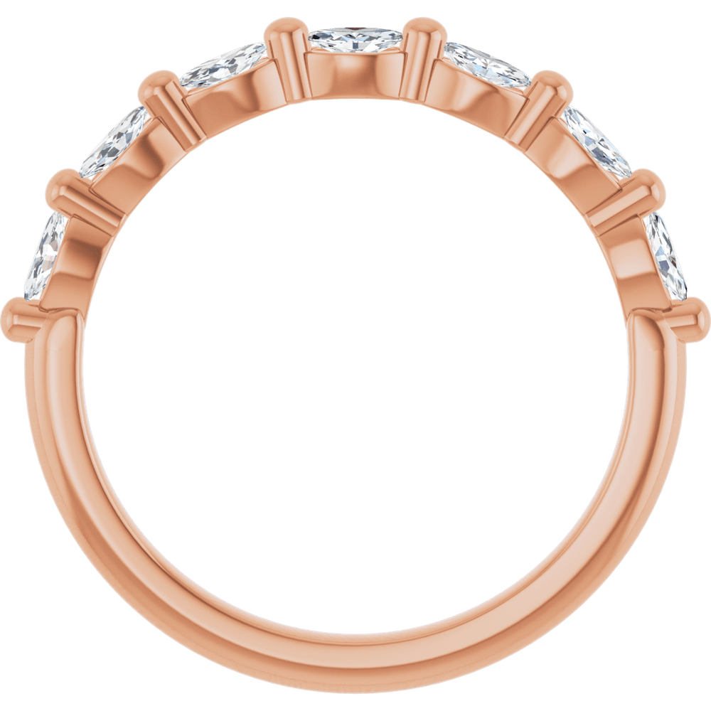 Marquise Diamond Halfway Band - 1/3 CTW (3.5 x 1.75 mm) - 14K Rose Gold