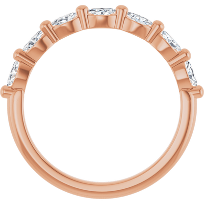 Marquise Diamond Halfway Band - 1/3 CTW (3.5 x 1.75 mm) - 14K Rose Gold