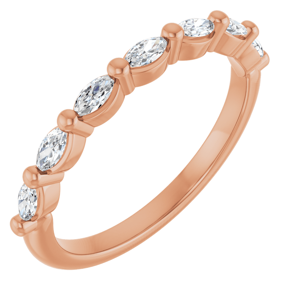 Marquise Diamond Halfway Band - 1/3 CTW (3.5 x 1.75 mm) - 14K Rose Gold