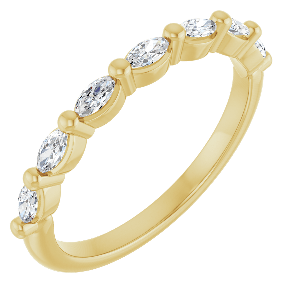 Marquise Diamond Halfway Band - 1/3 CTW (3.5 x 1.75 mm) - 14K Yellow Gold